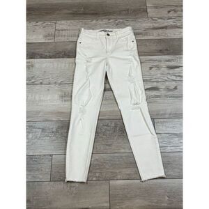 Express ankle legging high-rise white distressed jeans size 2